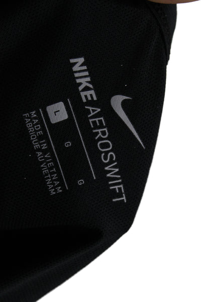 Nike Mens Solid Black Polyester Sports Shorts Size L