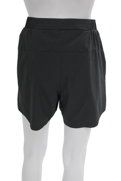 Lululemon Men Black Checked Polyester Sweat Shorts Size L