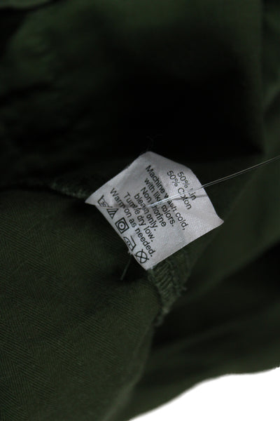 J Crew Women Military Jacket Green Linen Cotton Long Sleeve Size XS