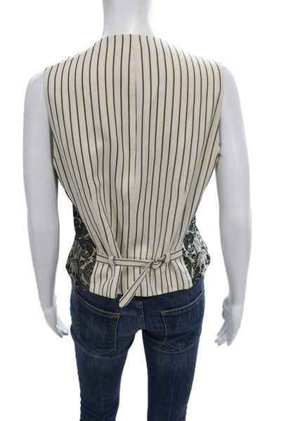 Emanuel Emanuel Ungaro Mens Beige Silk Paisley V-Neck Vest Size 8
