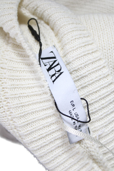 Zara Unisex Black Striped Crew Neck Pullover Sweater 100% Acrylic Size L