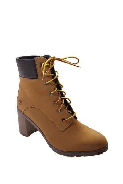 Timberland Womens Block Heel Lace Up Padded Collar Allington Boots Brown Size 8