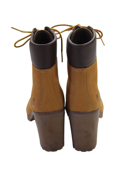 Timberland Womens Block Heel Lace Up Padded Collar Allington Boots Brown Size 8