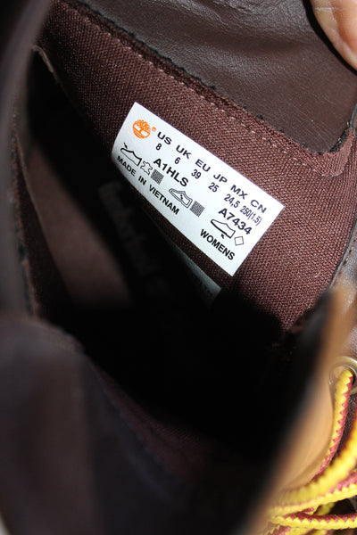 Timberland Womens Block Heel Lace Up Padded Collar Allington Boots Brown Size 8