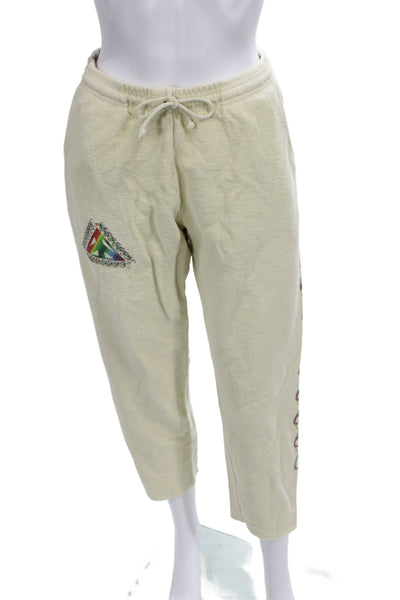 Madhappy Unisex Sweatpants Beige 100% Cotton Geometric Aztec Drawstring Size M