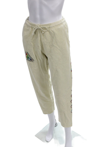 Madhappy Unisex Sweatpants Beige 100% Cotton Geometric Aztec Drawstring Size M