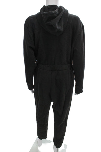 We Wore What Womens Jumpsuit Black V-Neck Long Sleeve Cotton Blend Size L