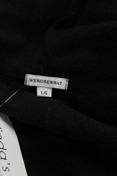 We Wore What Womens Jumpsuit Black V-Neck Long Sleeve Cotton Blend Size L