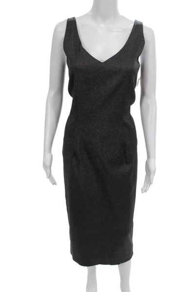 Dana Buchman Womens Sheath Dress Black V-Neck Sleeveless Mid-Calf Size 10