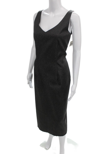 Dana Buchman Womens Sheath Dress Black V-Neck Sleeveless Mid-Calf Size 10