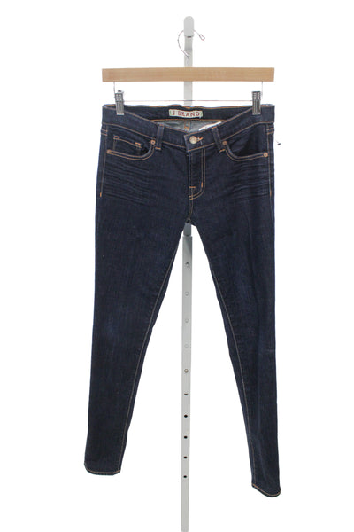 J Brand Women Dark Blue Mid Rise Skinny Ankle Jeans Size 28