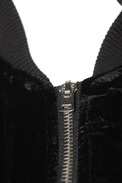 J Crew Women Bomber Jacket Black High Neck Drawstring Viscose Blend Size 2XS