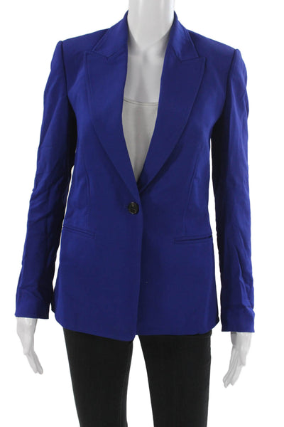 A.L.C. Womens Collared Buttoned Long Sleeve Blazer Blue Size 0