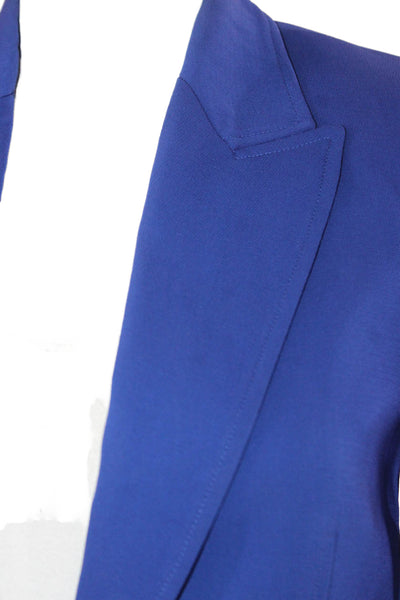 A.L.C. Womens Collared Buttoned Long Sleeve Blazer Blue Size 0