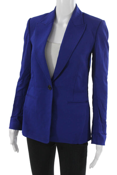 A.L.C. Womens Collared Buttoned Long Sleeve Blazer Blue Size 0