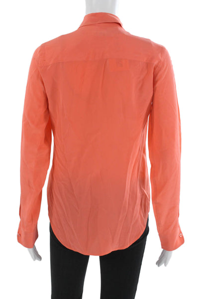 Equipment Femme Mens 2 Piece Suit Orange Silk Collared Long Sleeve Size XS