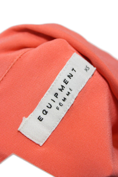 Equipment Femme Mens 2 Piece Suit Orange Silk Collared Long Sleeve Size XS