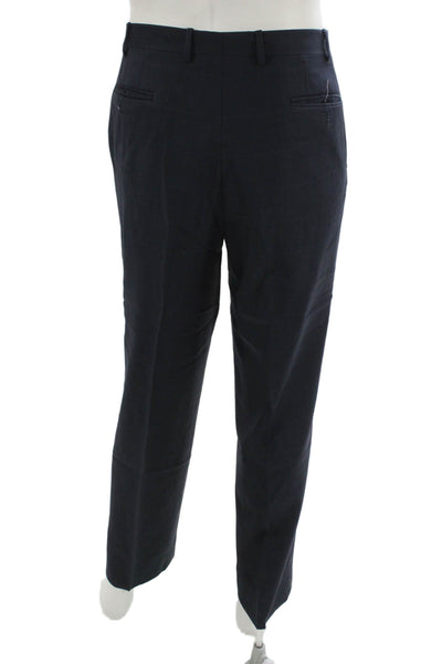 Canali Mens 2 Piece Dark Blue Wool Check Suit Size 56