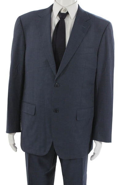 Canali Mens 2 Piece Dark Blue Wool Suit Size 56
