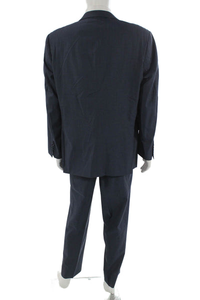 Canali Mens 2 Piece Dark Blue Wool Suit Size 56