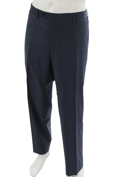 Canali Mens 2 Piece Dark Blue Wool Suit Size 56