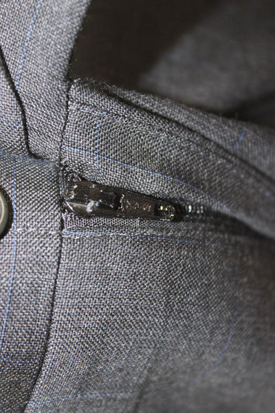 Canali Mens Dark Gray Check 2 Piece Suit Button Collared Cupro Size 56