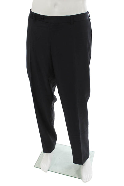Canali Mens 2 Piece Dark Blue Cupro Suit Button Solid Collared Size 56