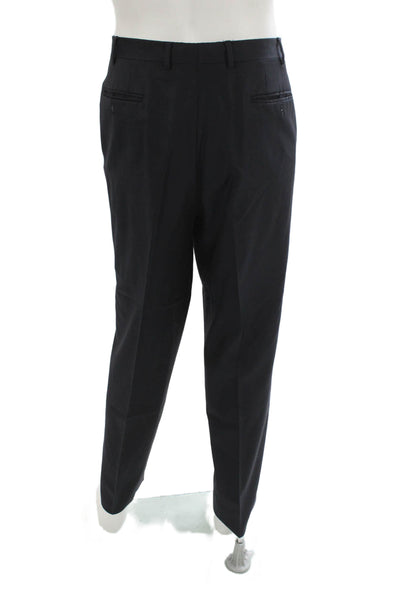 Canali Mens 2 Piece Dark Blue Cupro Suit Button Solid Collared Size 56