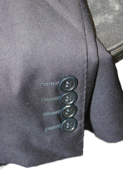 Canali Mens 2 Piece Dark Blue Cupro Suit Button Solid Collared Size 56
