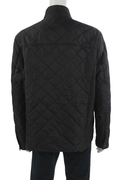 Cole Haan Mens Quilted Jacket Black Nylon High Neck Zip Size XL