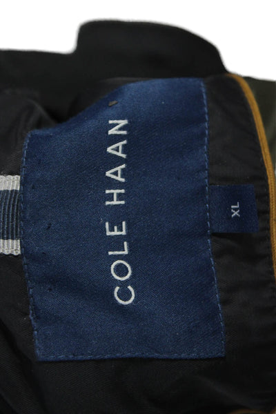 Cole Haan Mens Quilted Jacket Black Nylon High Neck Zip Size XL