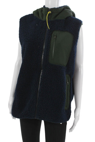 JW Anderson Unisex Dark Blue High Neck Drawstring Vest Polyester Size M