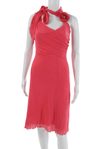 Betsey Johnson Womens Slip Dress Pink V Neck Knee Length Size M