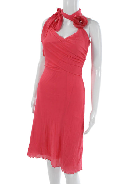 Betsey Johnson Womens Slip Dress Pink V Neck Knee Length Size M