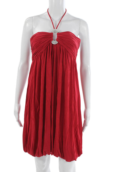 Cache Women Sundress Red Tie Sleeveless Knee Length Beach Polyester Size 6