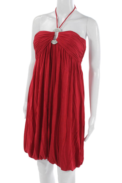 Cache Women Sundress Red Tie Sleeveless Knee Length Beach Polyester Size 6