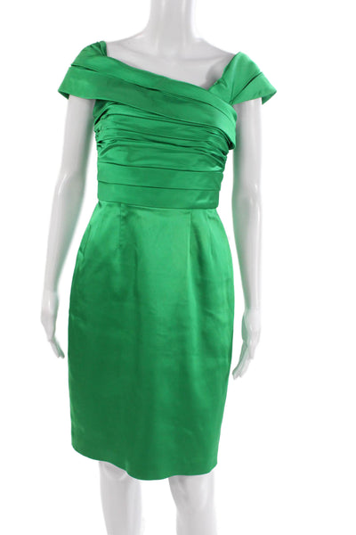 Kay Unger Womens Sheath Knee Length Short Sleeve Green Dress Size 2