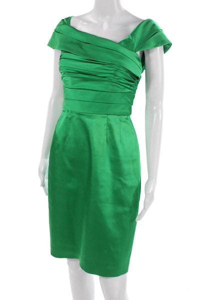 Kay Unger Womens Sheath Knee Length Short Sleeve Green Dress Size 2