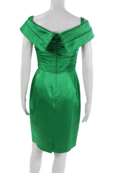 Kay Unger Womens Sheath Knee Length Short Sleeve Green Dress Size 2