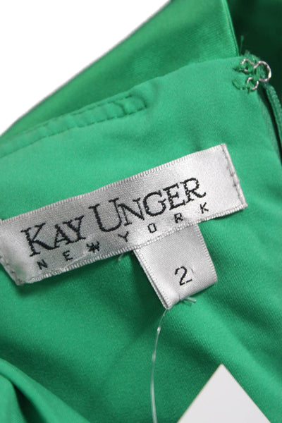 Kay Unger Womens Sheath Knee Length Short Sleeve Green Dress Size 2