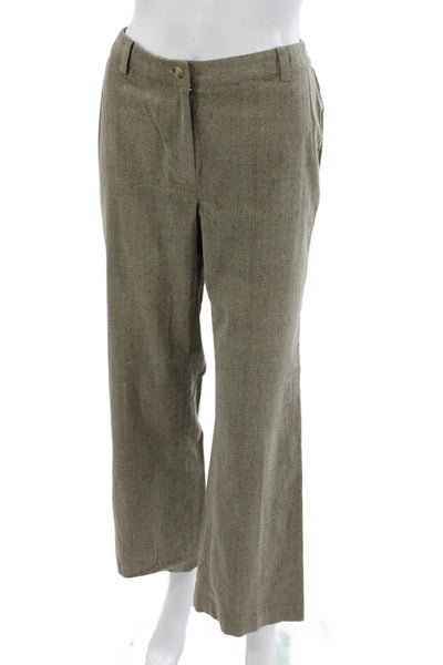 St. John Sport Unisex Dress Pants Beige Herringbone Cotton Button Size 2