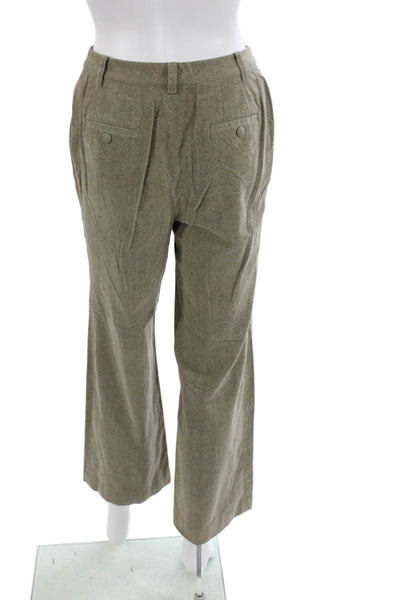 St. John Sport Unisex Dress Pants Beige Herringbone Cotton Button Size 2