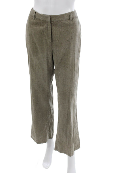 St. John Sport Womens Dress Pants Beige Herringbone Cotton Button Size 2 Petite