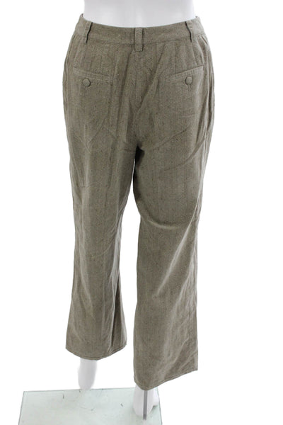 St. John Sport Womens Dress Pants Beige Herringbone Cotton Button Size 2 Petite