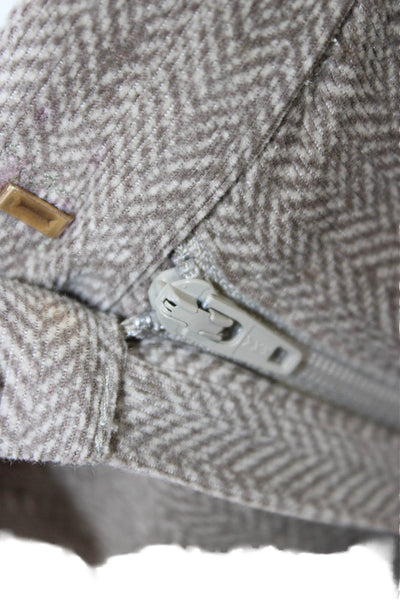 St. John Sport Womens Dress Pants Beige Herringbone Cotton Button Size 2 Petite