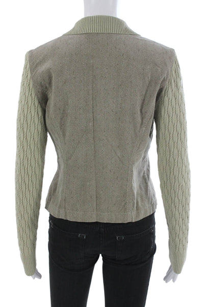 St. John Sport Women Military Jacket Gray Cotton Collared Button Petite Size XS