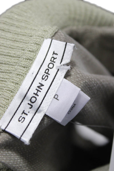 St. John Sport Women Military Jacket Gray Cotton Collared Button Petite Size XS