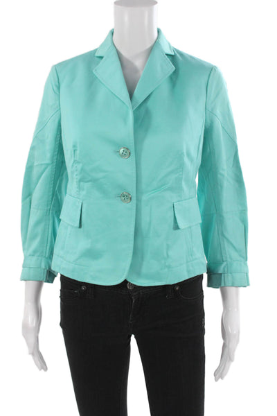Carlisle Women Light Blue Button Blazer 3/4 Sleeve Size 0 Petite