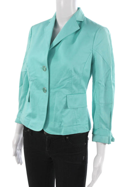 Carlisle Women Light Blue Button Blazer 3/4 Sleeve Size 0 Petite