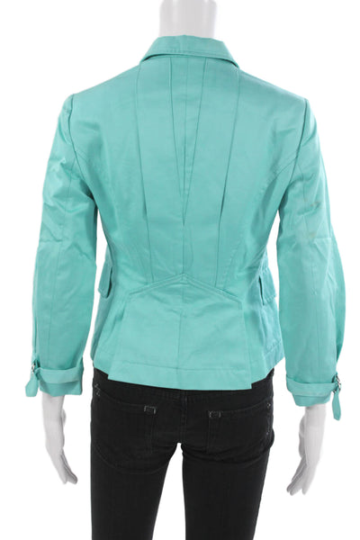Carlisle Women Light Blue Button Blazer 3/4 Sleeve Size 0 Petite